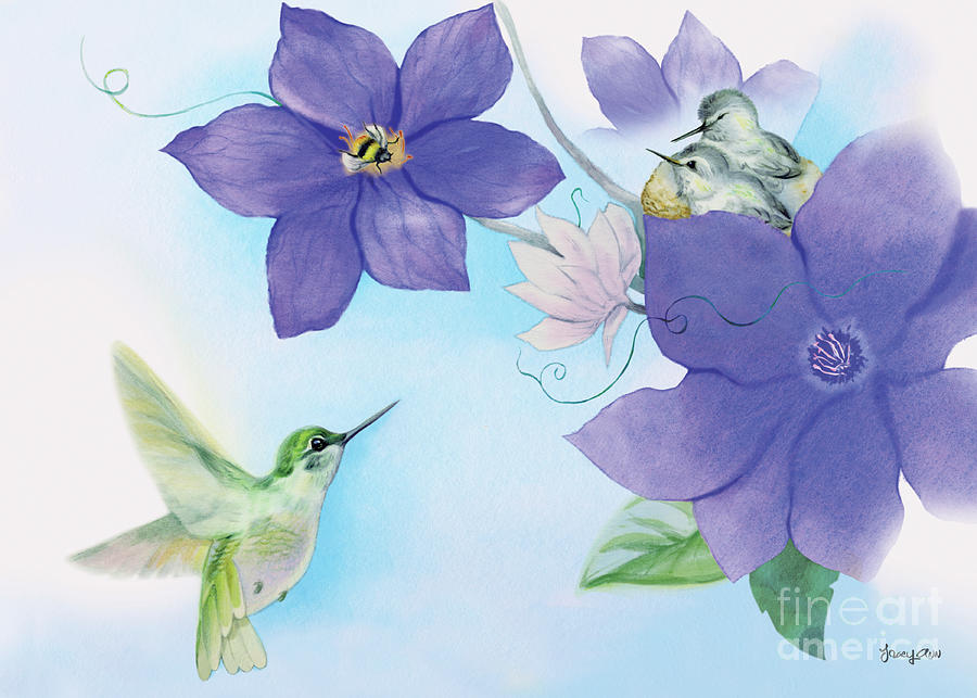 Hummingbirds 1 Painting by Tracy Herrmann