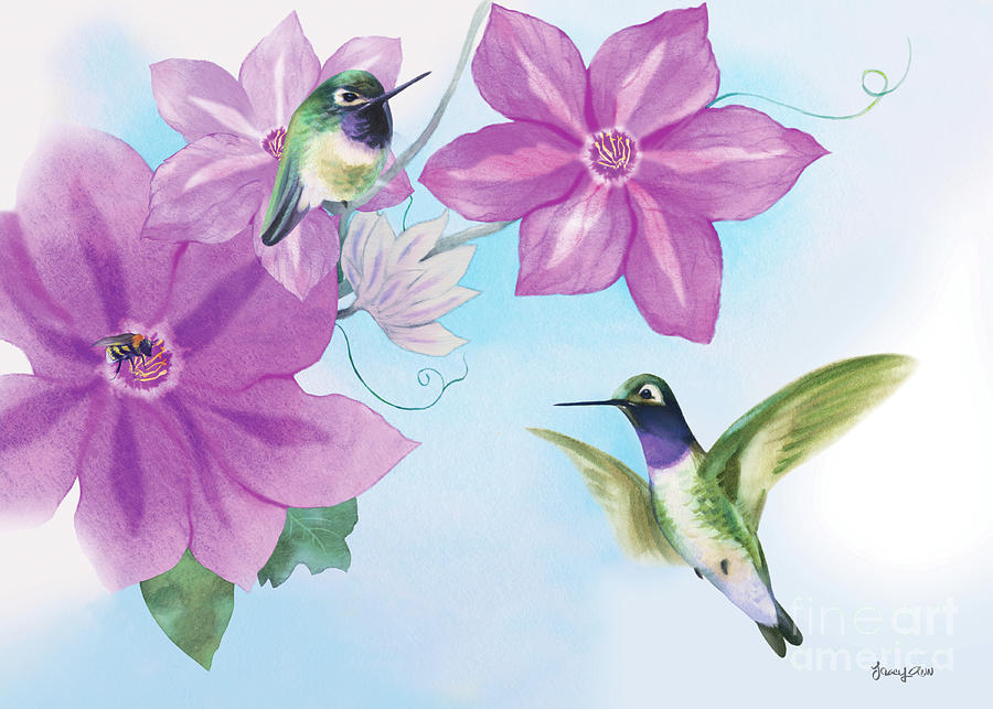 Hummingbirds 2 Painting by Tracy Herrmann
