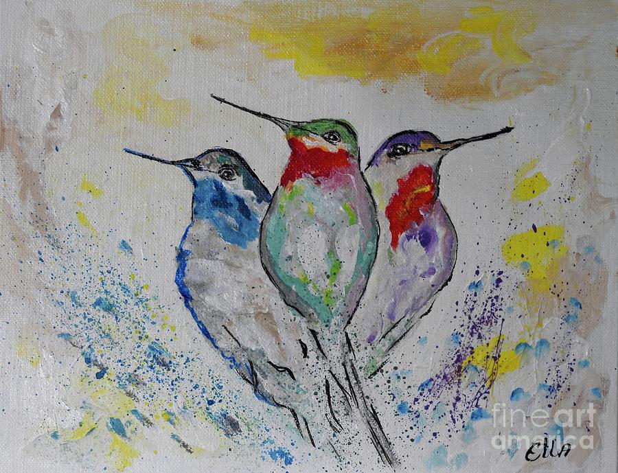 Bird Painting - Hummingbirds 3 by Ella Kaye Dickey
