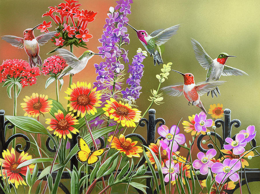 Butterfly Painting - Hummingbirds - Fall Theme by William Vanderdasson