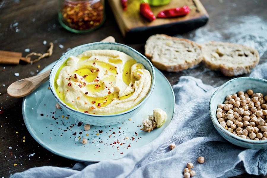 Hummus With Chili Flakes Photograph by Dorota Indycka