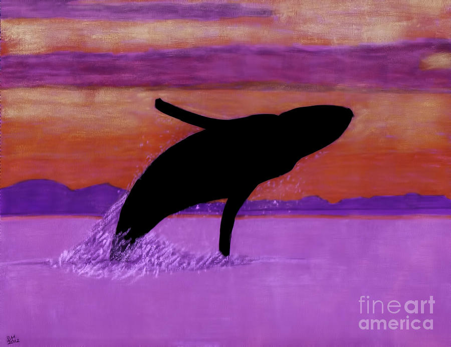 Humpback - Whale - Sunset Drawing by D Hackett