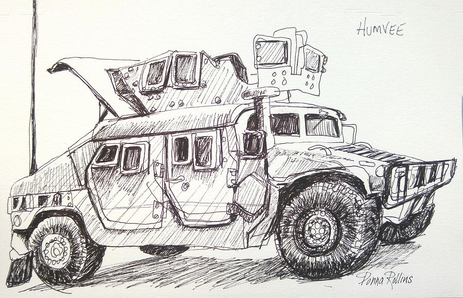 Humvee Drawing by Donna Rollins Fine Art America