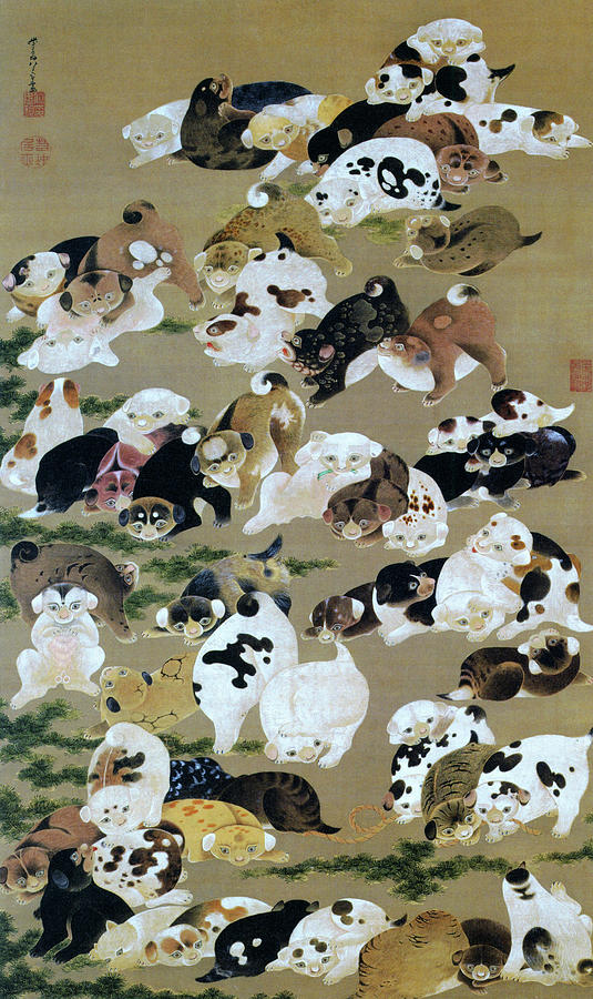 Hundred dogs - Digital Remastered Edition Painting by Ito Jakuchu