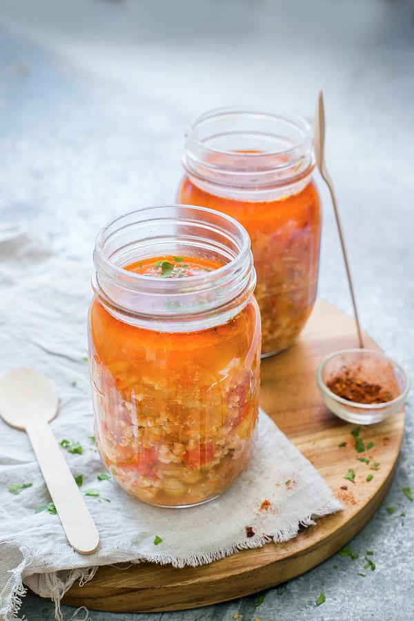 Hungarian Cabbage Soup In Glass Jars Photograph by Maricruz Avalos Flores