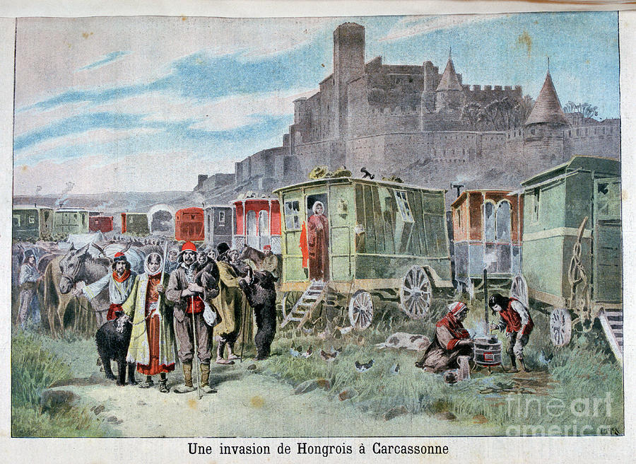 Hungarian Gypsies Outside Carcassonne Drawing by Print Collector