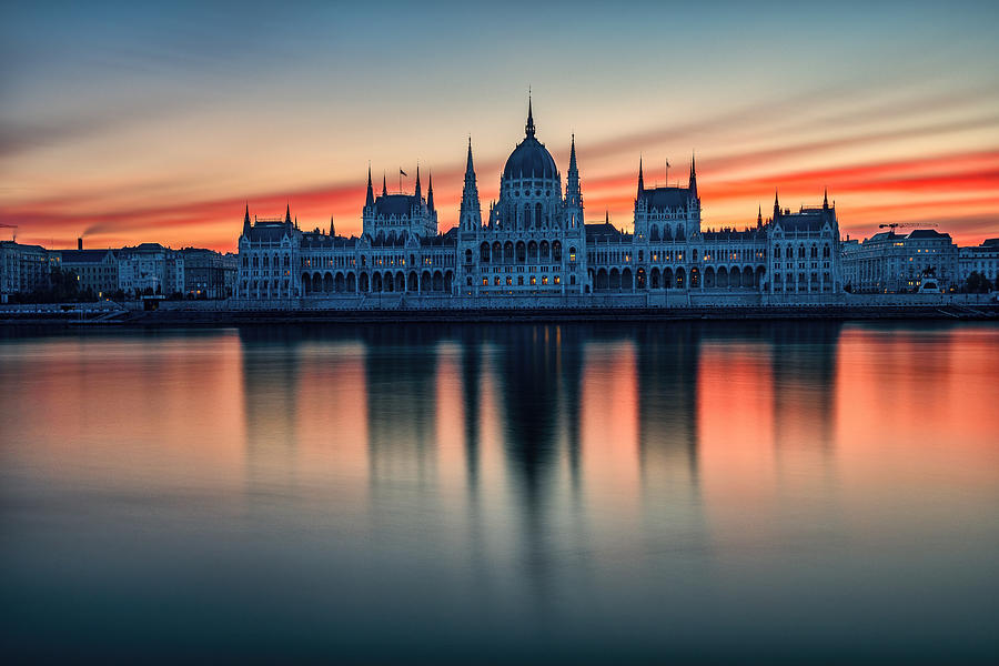 Hungarian Parliament Building At Sunrise Photograph by Vasil Nanev