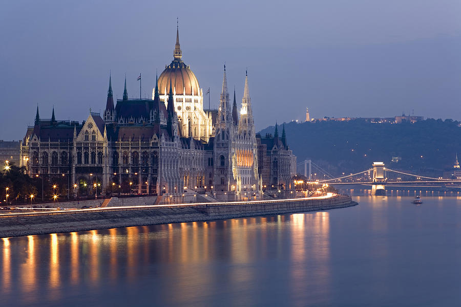 Architecture Digital Art - Hungary, Parliament & River by Paul Panayiotou