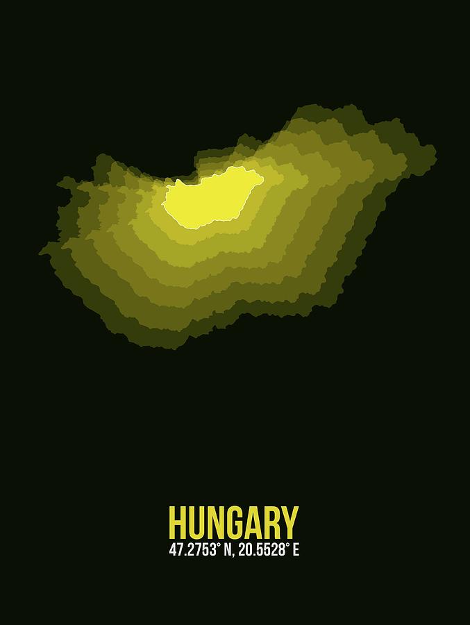 Hungarian Digital Art - Hungary Radiant Map II by Naxart Studio Hungarian Digital Art - Hungary Radiant Map II by Naxart Studio