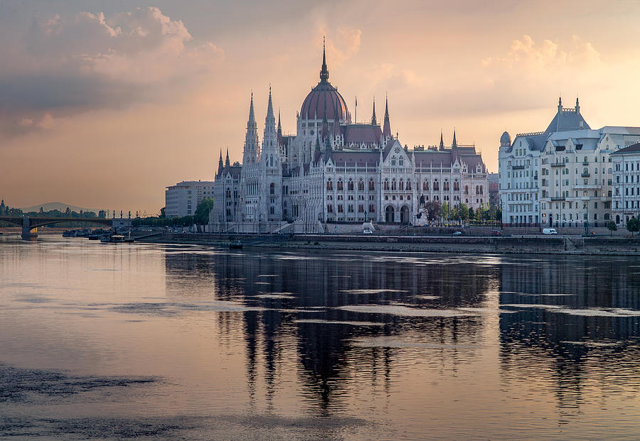 Hungary\s Iconic Yet Oversized Parliament In Soft Evening Light Photograph by Rudy Mareel