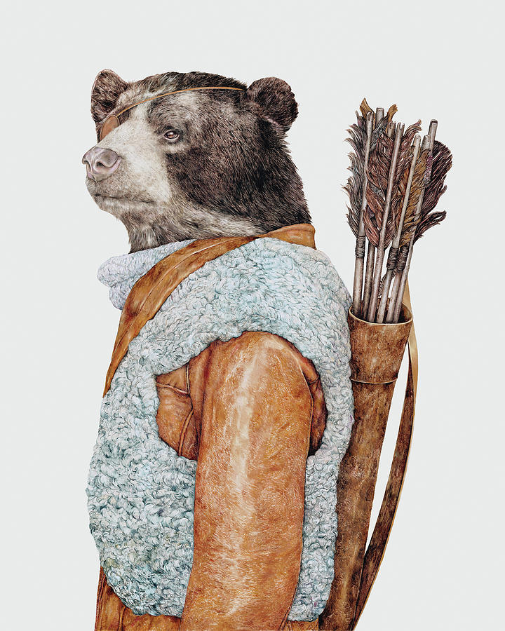 Black Bear Painting - Hunter Bear by Animal Crew