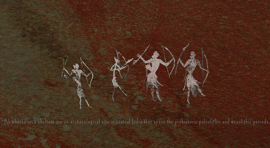 Hunter-Gatherers of Bhimbetka Digital Art by Asok Mukhopadhyay