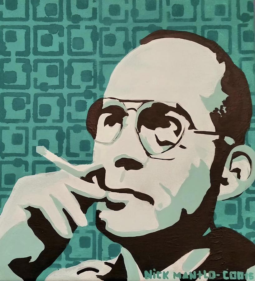 Hunter S. Thompson Green Portrait Painting by Nick Mantlo-Coots - Fine ...