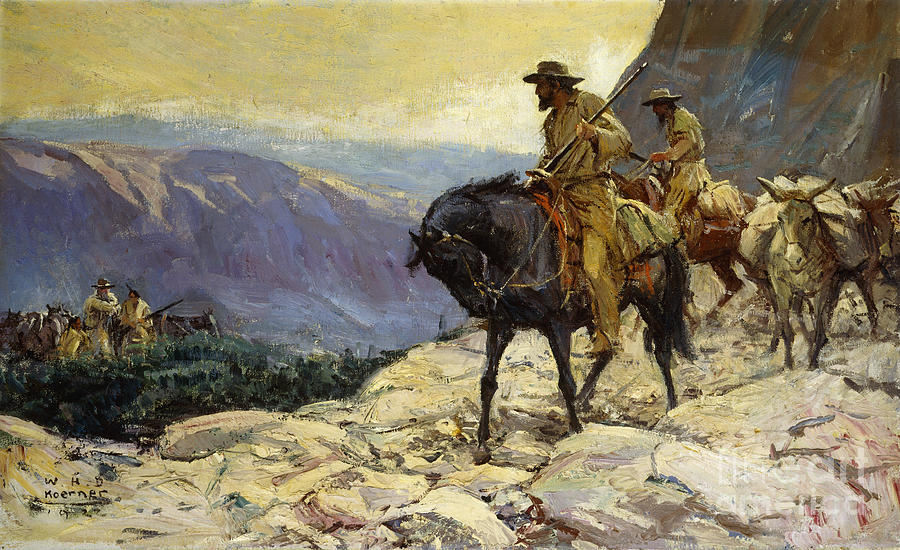 Hunters And Packmules, 1922 Painting by William Henry Dethlef Koerner ...