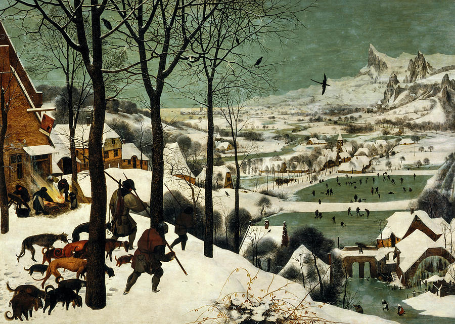 Pieter Bruegel The Elder Painting - Hunters in the Snow, Winter, 1565 by Pieter Bruegel the Elder