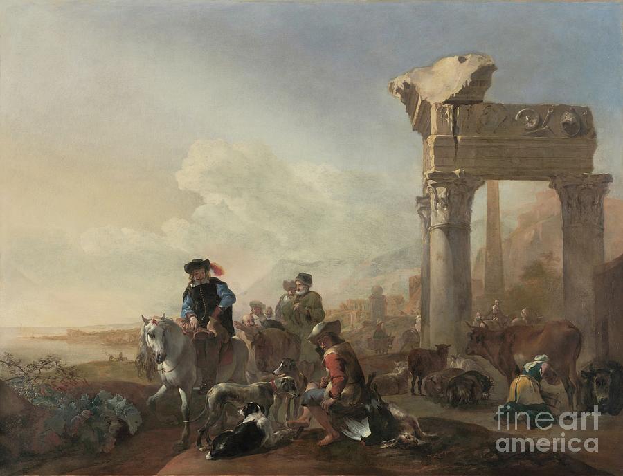 Hunters Near Ruins Drawing by Heritage Images