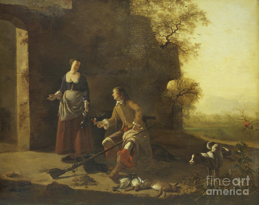 Dog Painting - Hunters Rest by Jan Vermeer Van Haarlem