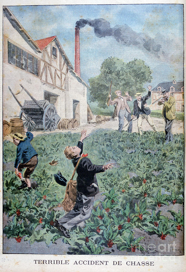 Hunting Accident, 1900. Artist Oswaldo Drawing by Print Collector