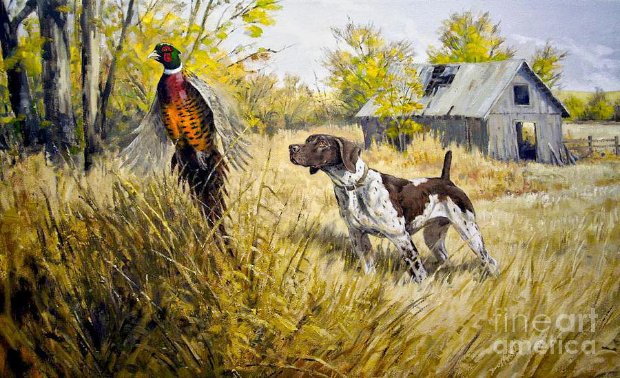 Hunting Dog And Pheasant Digital Art by Steven Parker