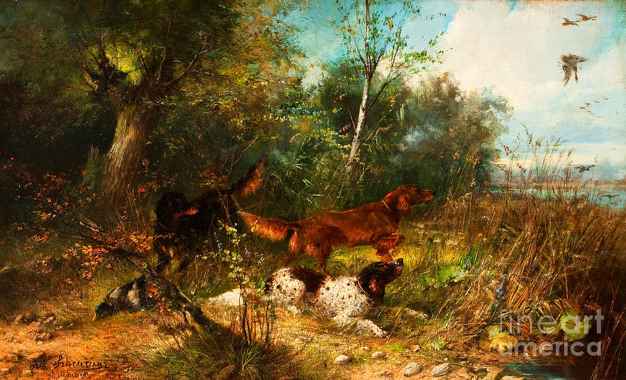 Hunting Dogs Painting by Peter Ogden