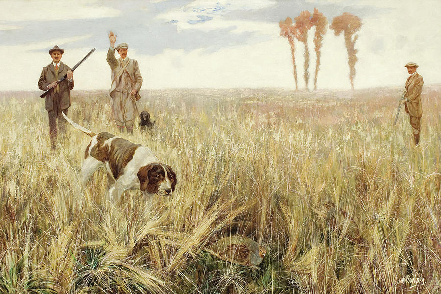 Hunting Quail Painting by John G. Sowerby