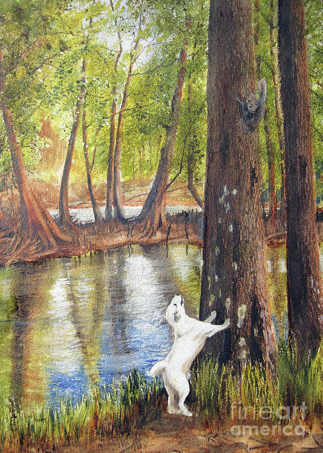 Tree Painting - Hunting With Buster by Shirley Braithwaite Hunt