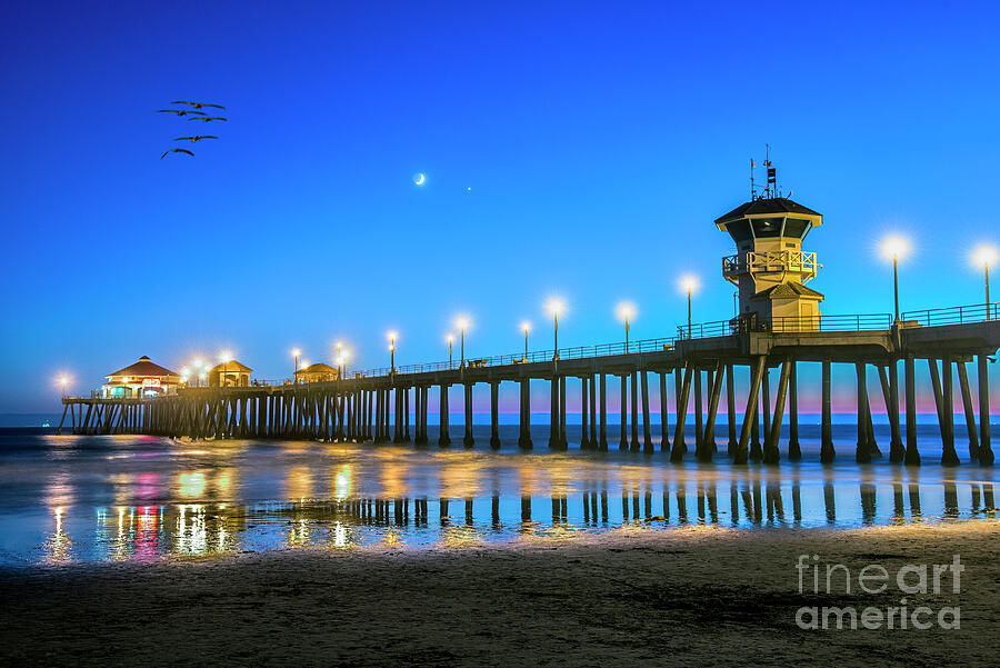 Huntington Beach Pier at Dusk Photograph by David Zanzinger