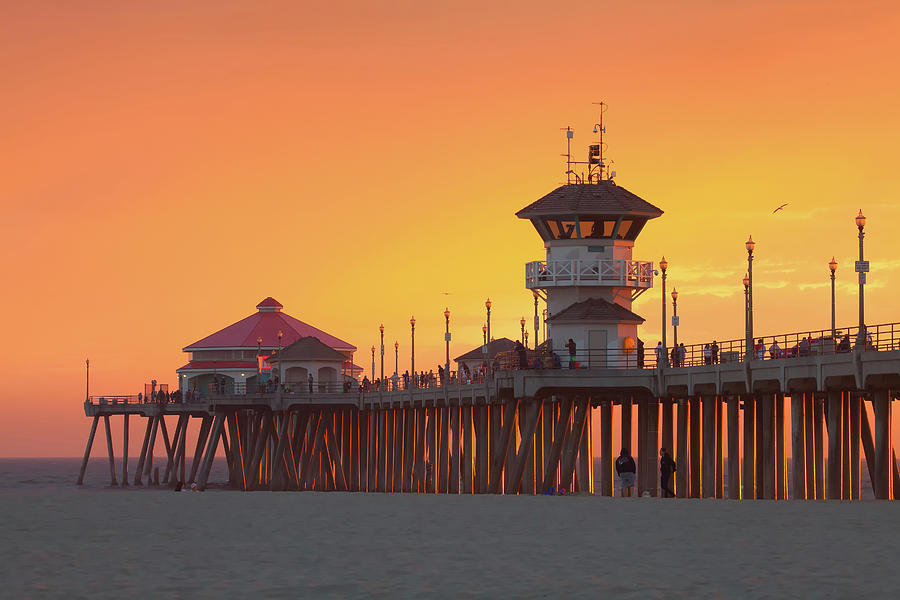 Huntington Beach Pier at Sunset Photograph by Ram Vasudev