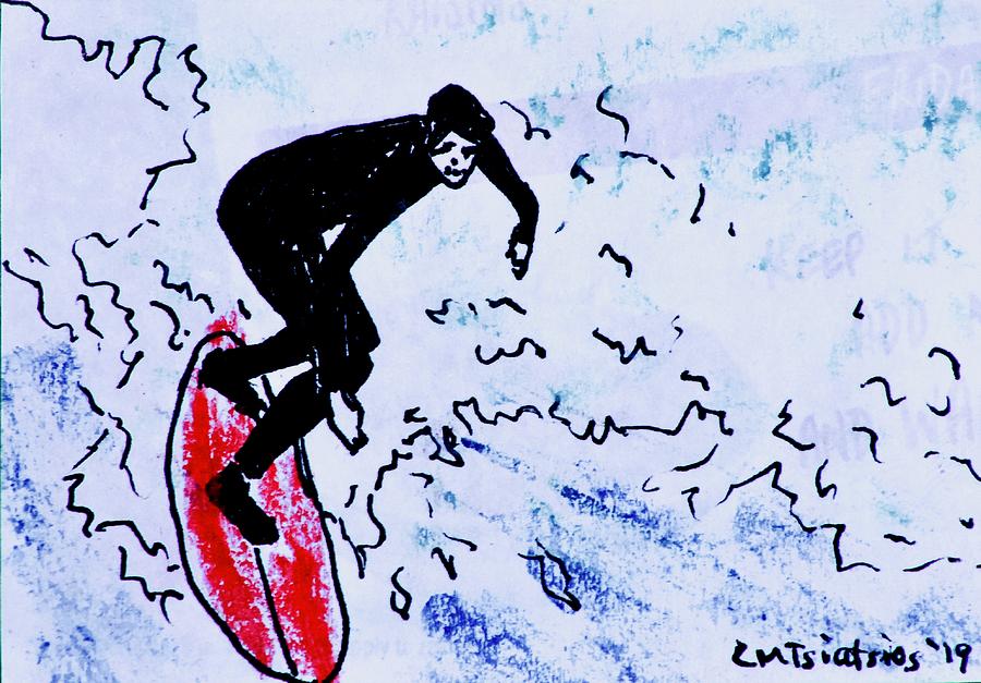 Huntington Beach Surfer 3 Drawing by Carol Tsiatsios