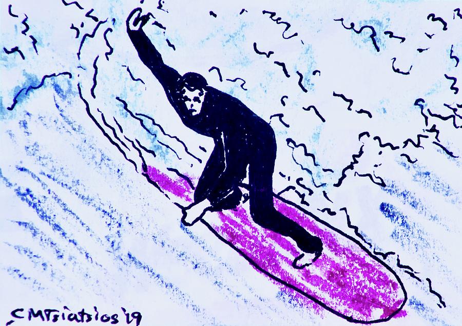 Huntington Beach Surfer 4 Drawing by Carol Tsiatsios