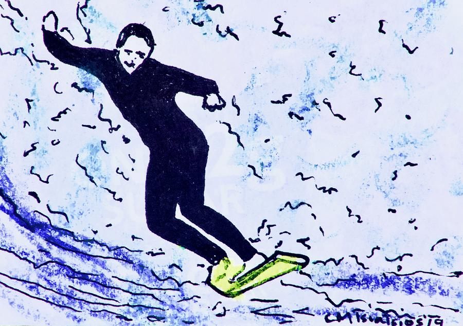 Huntington Beach Surfer 5 Drawing by Carol Tsiatsios