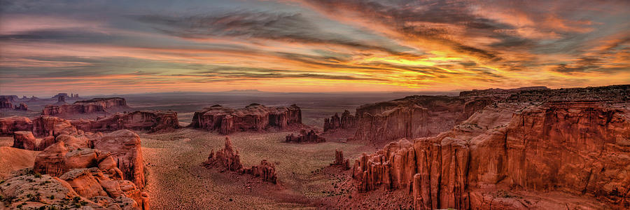 Hunts Mesa -- Sunrise Pano Take II Photograph by Jason Corneveaux