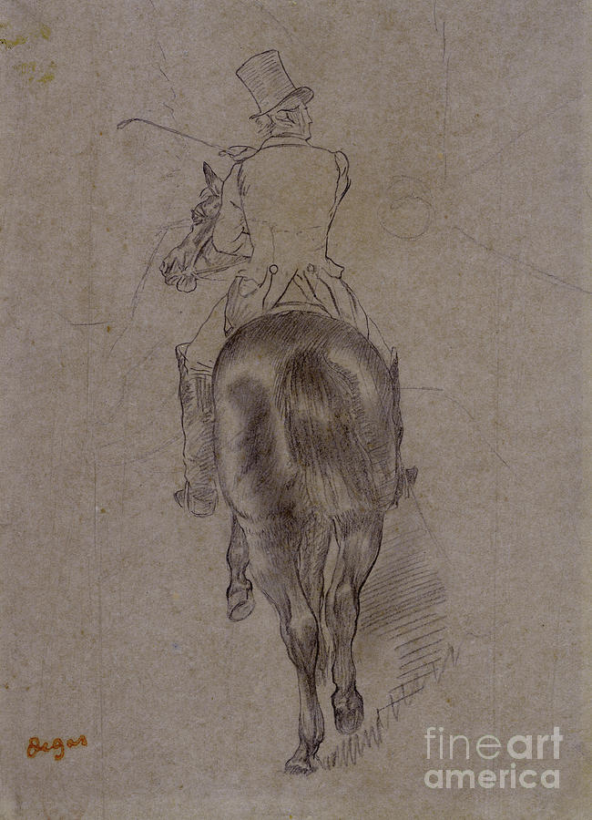 Huntsman On A Horse Pencil On Paper By Degas Painting by Edgar Degas
