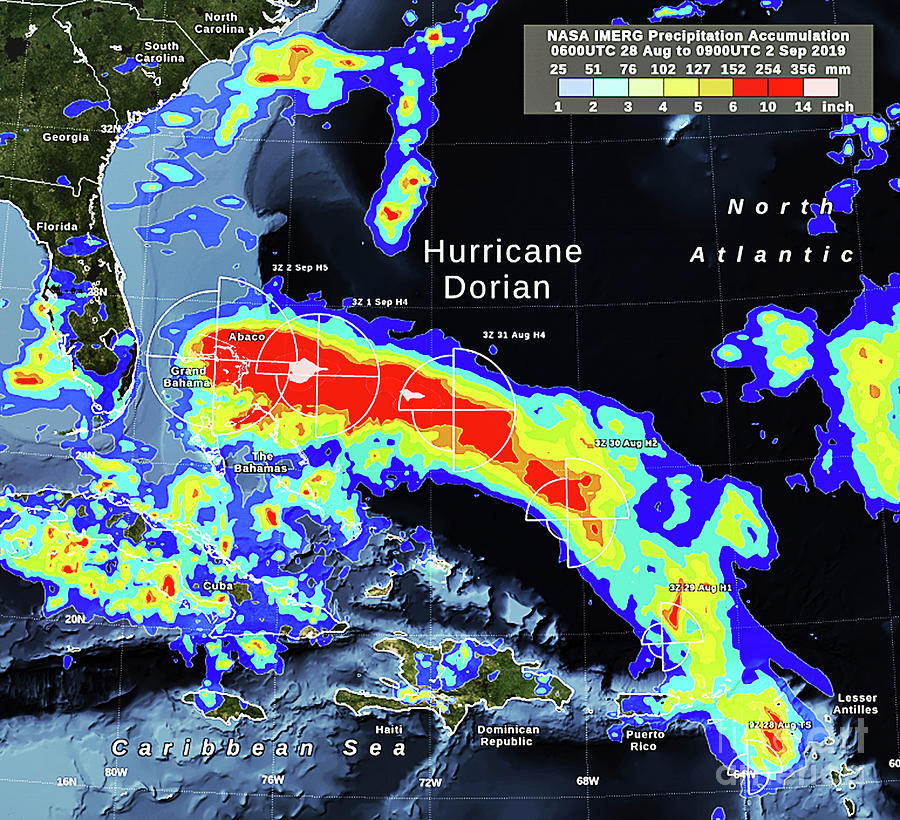 Hurricane Dorian Rainfall Track Photograph by Nasa Goddard/science Photo Library