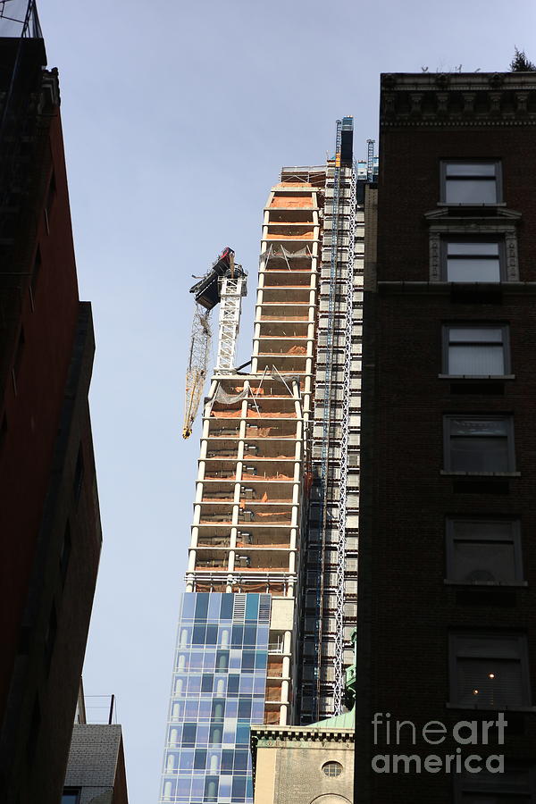 Hurricane Sandy Oct 2012 Midtown NY Damaged Crane Color  Photograph by Chuck Kuhn