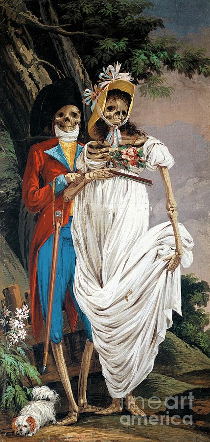 Husband And Wife Nobles, From Cycle Of Scenes Of Living Skeletons By Paolo Vincenzo Bonomini Painting by Paolo Vincenzo Bonomini