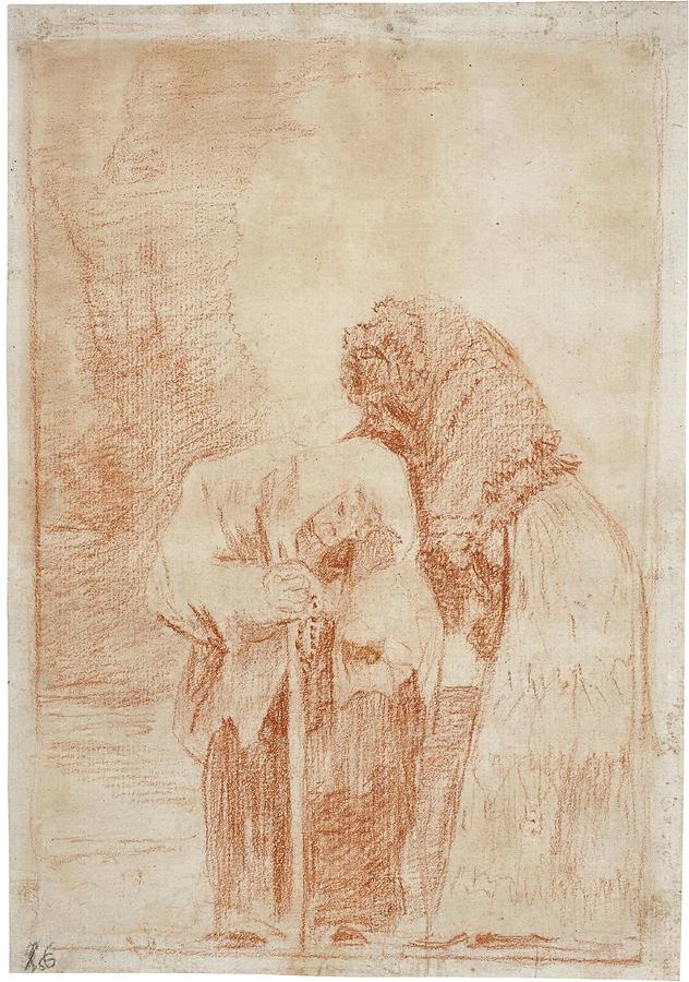 Hush. Ca. 1797. Red chalk on dark yellow laid paper. Painting by Francisco de Goya -1746-1828- Hush. Ca. 1797. Red chalk on dark yellow laid paper. Painting by Francisco de Goya -1746-1828-