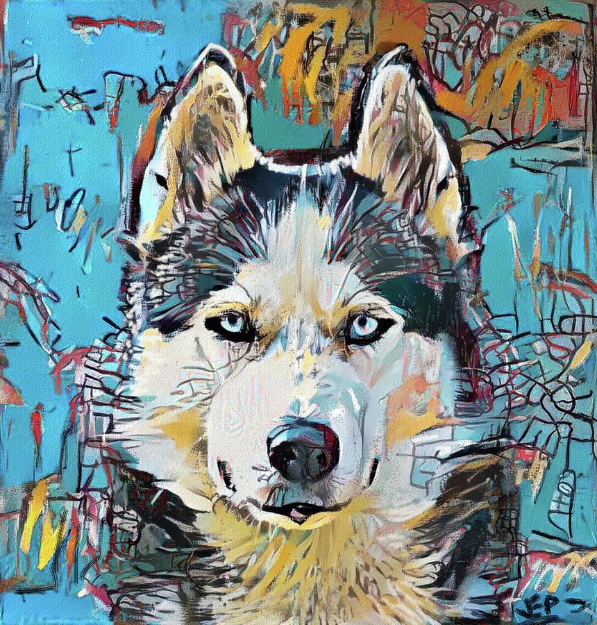Husky BSQ Painting by Jann Paxton