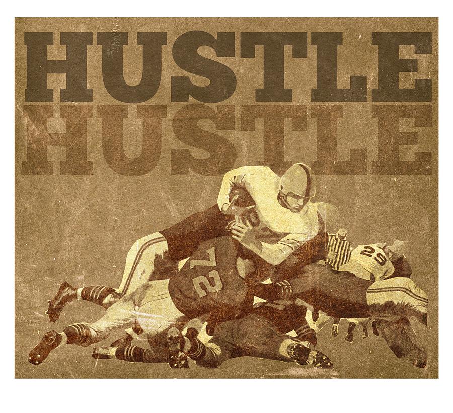 Hustle Football Players Drawing by Fred Ludekens