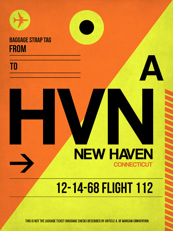 New Haven Digital Art - HVN New Haven Luggage Tag I by Naxart Studio