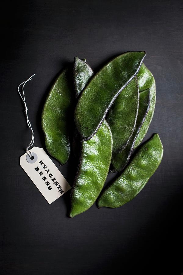 Hyacinth Beans Against A Black Background top View Photograph by Magdalena Hendey