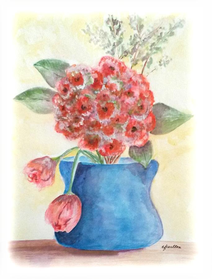 Hydrangea and Roses Painting by Claudette Carlton