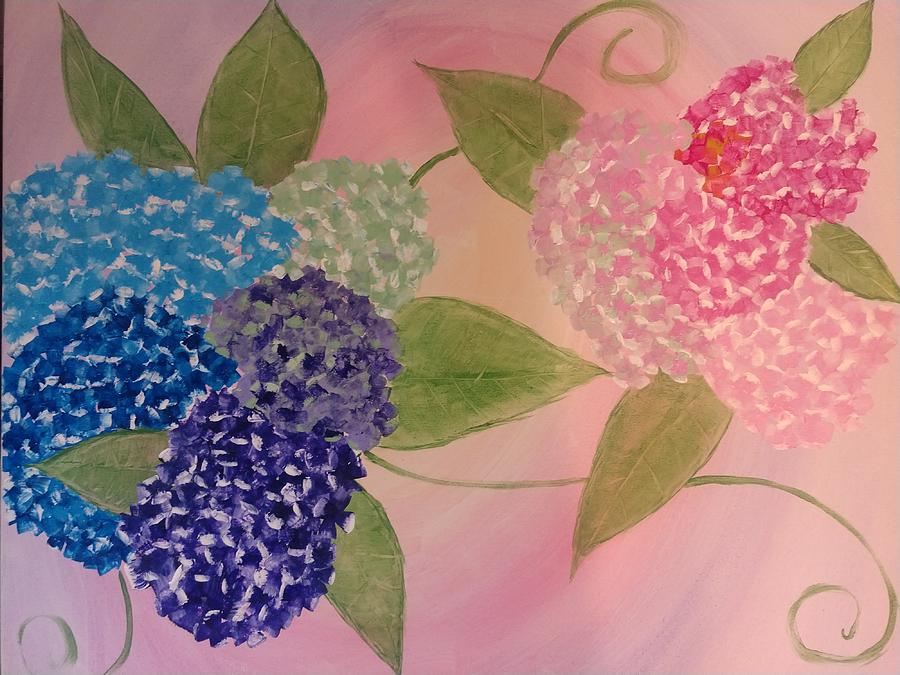 Hydrangea Boquets Painting by April Clay