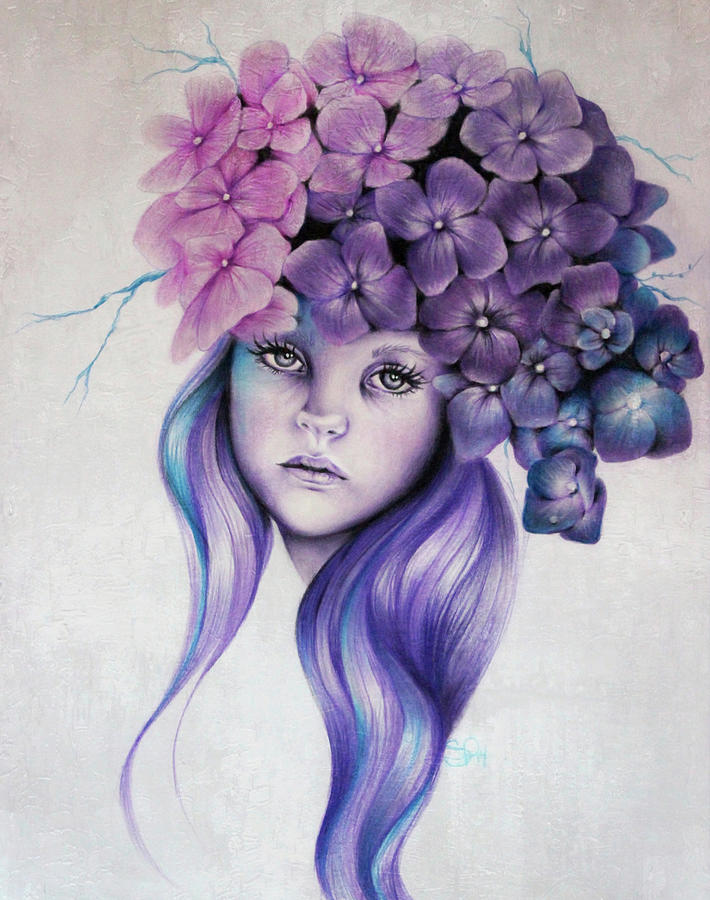 Flower Mixed Media - Hydrangea - Pixie Blossoms by Sheena Pike Art And Illustration