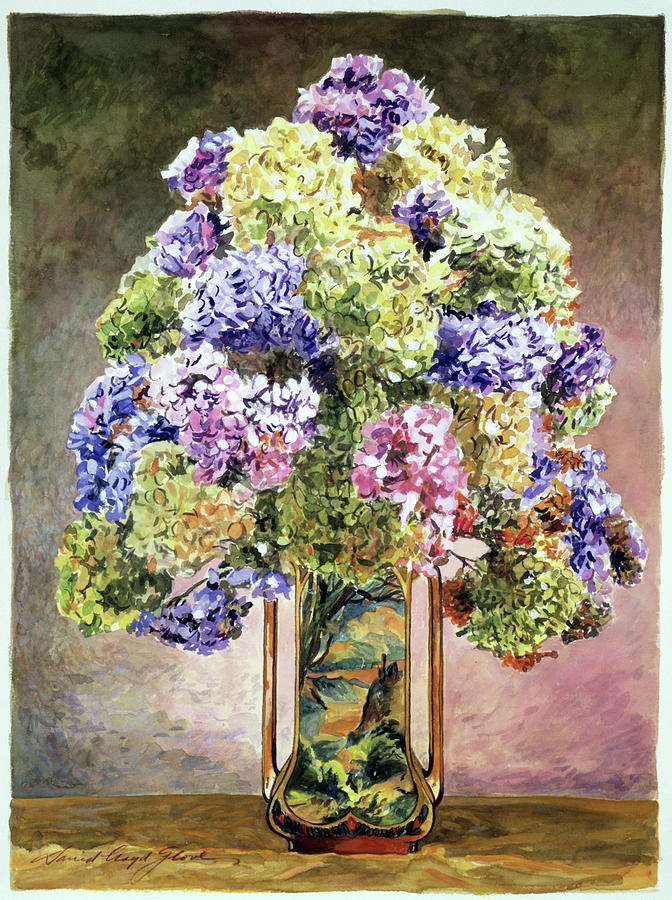 Still Life Painting - Hydrangea Still Life by David Lloyd Glover