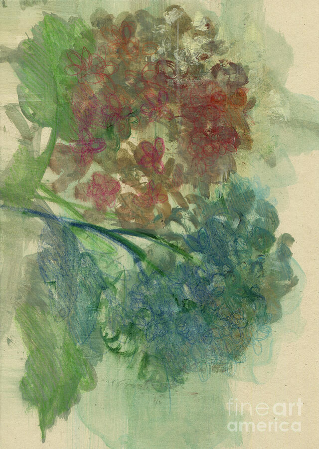 Flower Painting - Hydrangeas, 2022 Oil On Paper By Marina Falco by Marina Falco