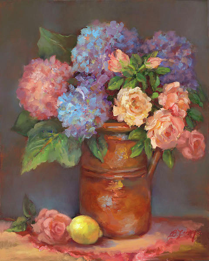 Hydrangeas and Roses Painting by Brenda Laney - Fine Art America