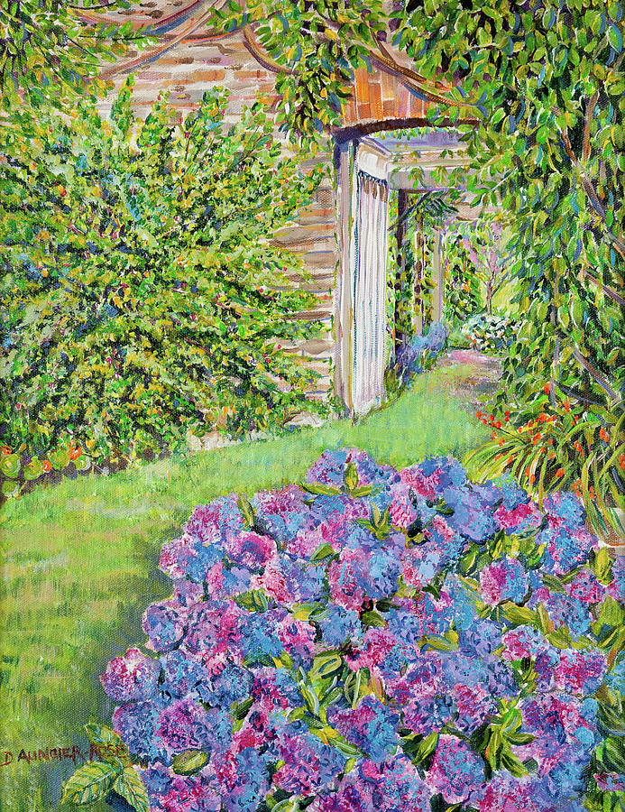 Hydrangeas In The Walled Garden Painting by Seeables Visual Arts