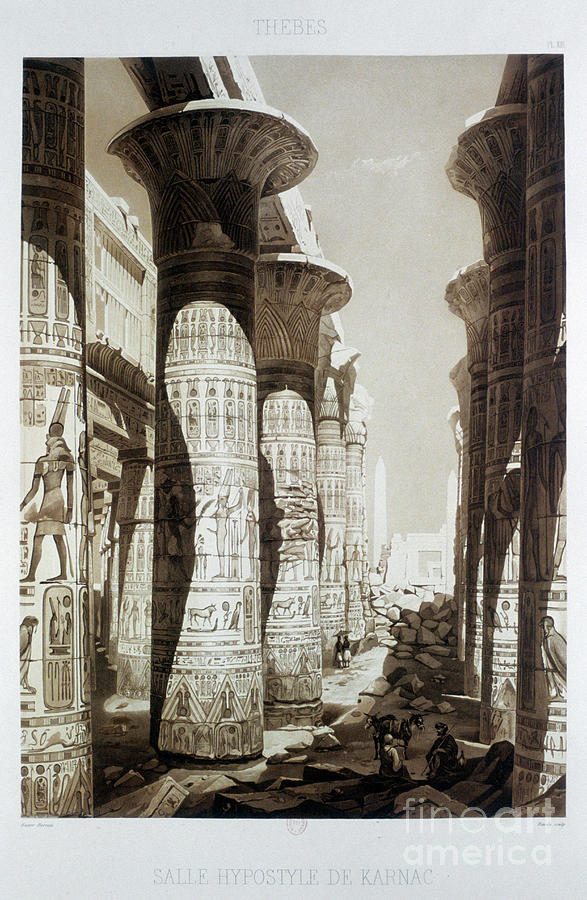 Hypostyle Hall, Thebes, Karnak, Egypt Drawing by Print Collector