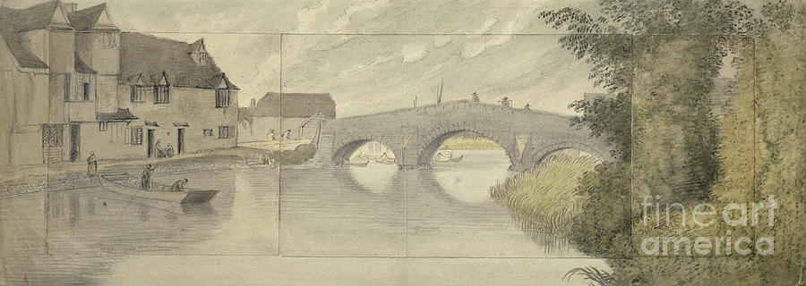 Bridge Painting - Hythe Bridge, Oxford, 1789 by John Baptist Malchair